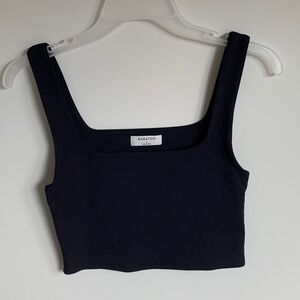 Babaton Black Square Neck Cropped Tank Top